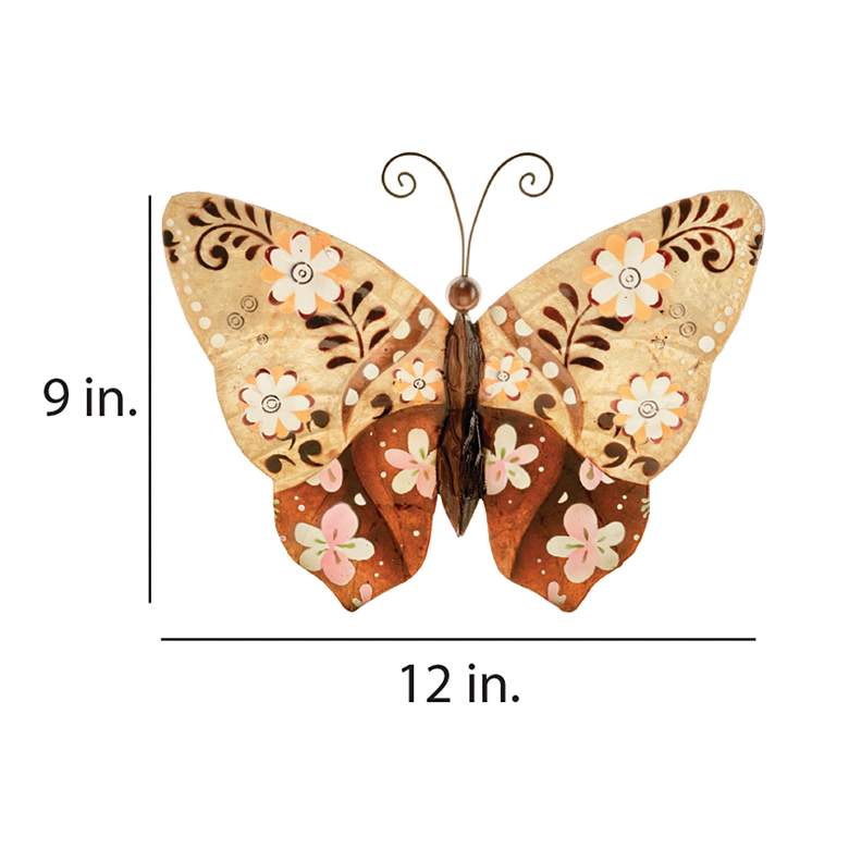 Image 4 Eangee Butterfly 12 inchW Brown Flower Capiz Shell Wall Decor more views