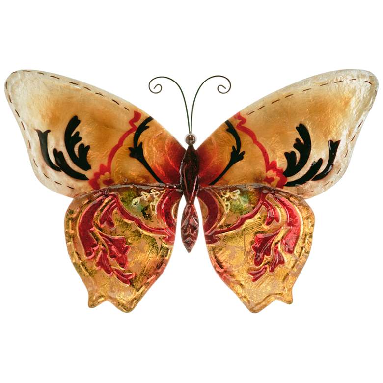 Image 1 Eangee Butterfly 12"W Gold and Red Capiz Shell Wall Decor