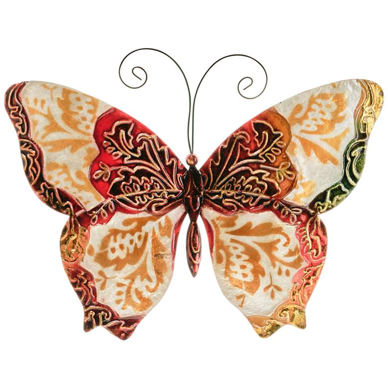 Image 2 Eangee Butterfly 12"W Pearl and Red Capiz Shell Wall Decor