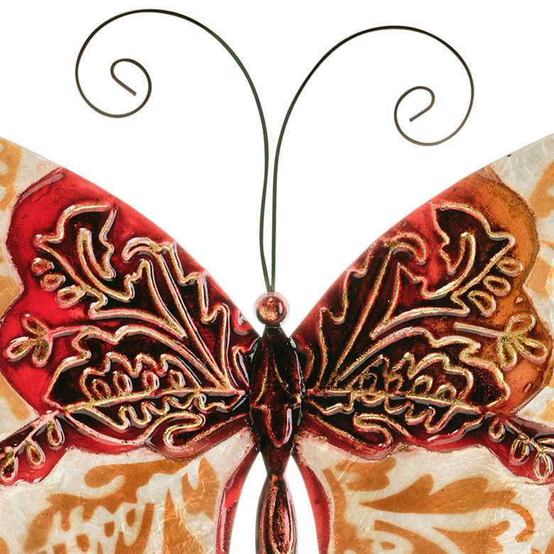 Image 3 Eangee Butterfly 12"W Pearl and Red Capiz Shell Wall Decor more views