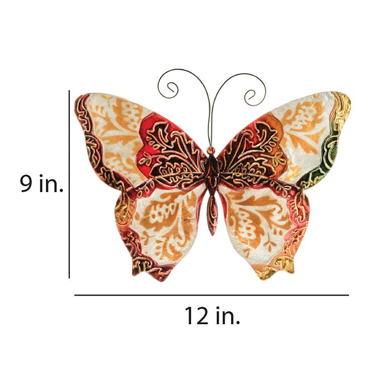 Image 4 Eangee Butterfly 12"W Pearl and Red Capiz Shell Wall Decor more views