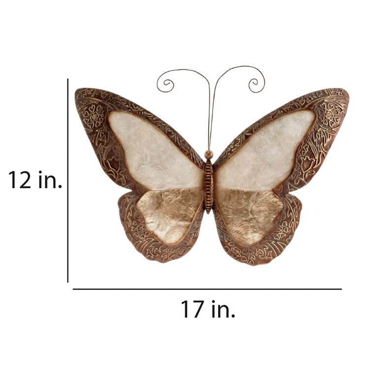 Image 4 Eangee Butterfly 17 inch Wide Earthtoned Capiz Shell Wall Decor more views