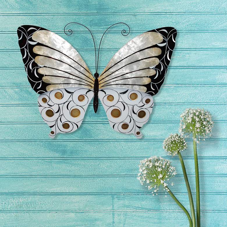 Image 1 Eangee Butterfly 18" Wide Black Pearl and Gold Wall Decor