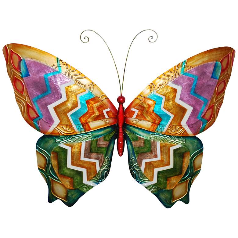 Image 2 Eangee Butterfly 18 inch Wide Multi-Color Capiz Shell Wall Decor