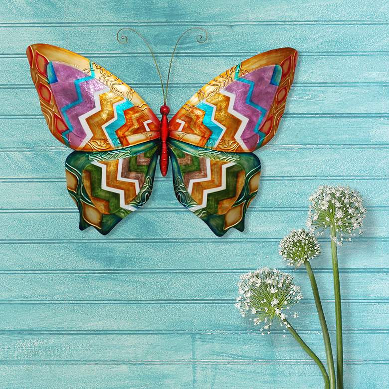 Image 1 Eangee Butterfly 18 inch Wide Multi-Color Capiz Shell Wall Decor