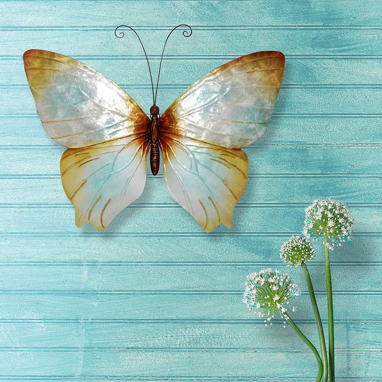 Eangee Butterfly 18&quot; Wide Pearl Capiz Shell Wall Decor