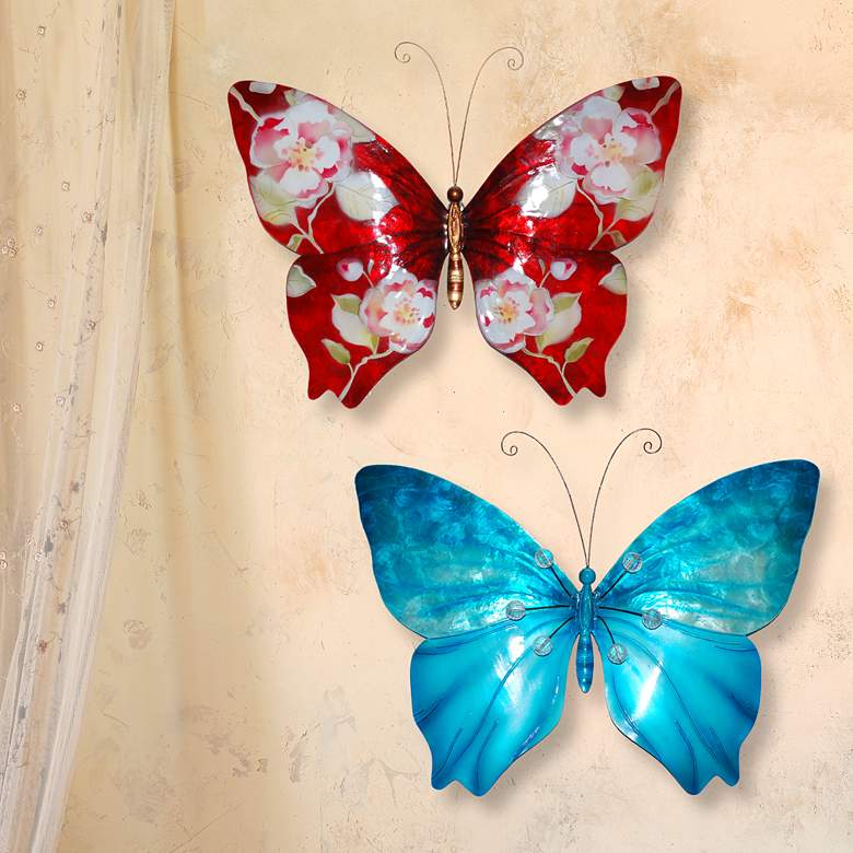 Image 3 Eangee Butterfly 18" Wide Sea Blue Capiz Shell Wall Decor more views