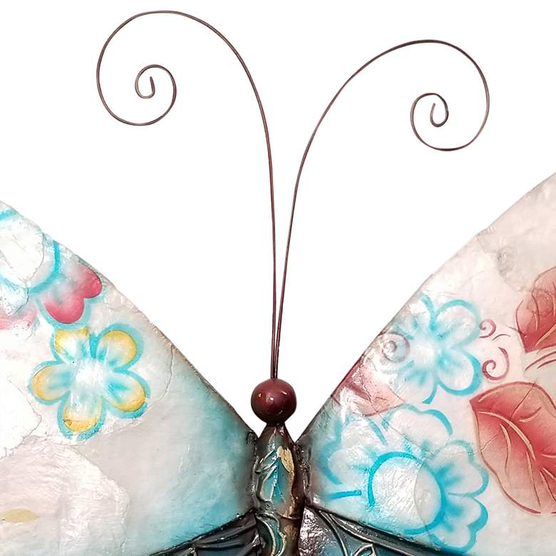 Image 2 Eangee Butterfly 18"W Blue and Pearl Capiz Shell Wall Decor more views
