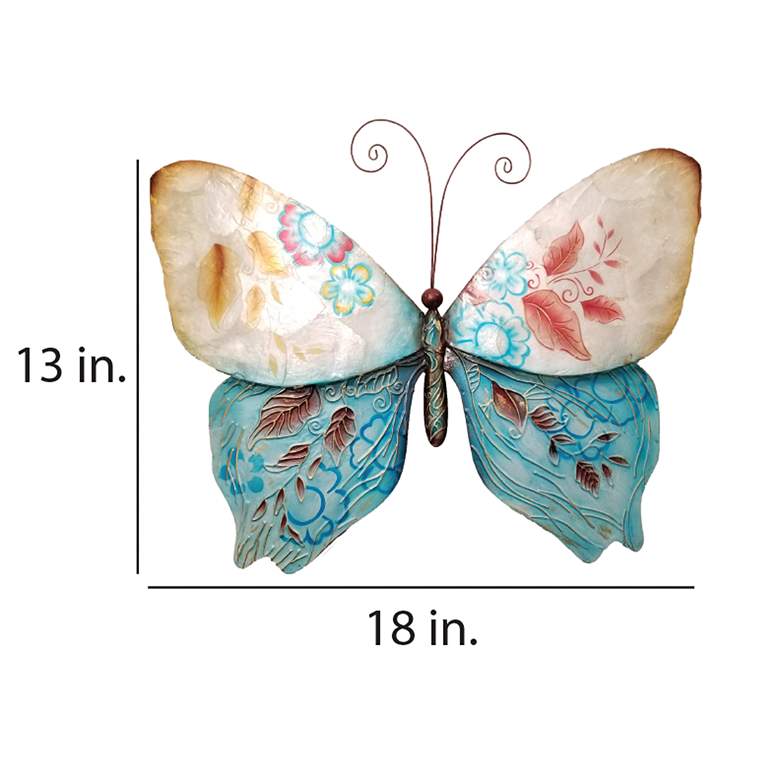 Image 4 Eangee Butterfly 18"W Blue and Pearl Capiz Shell Wall Decor more views