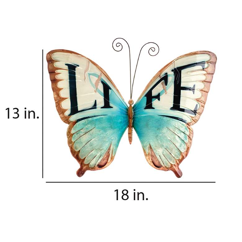 Image 4 Eangee Butterfly 18 inchW Blue Brown Life Capiz Shell Wall Decor more views