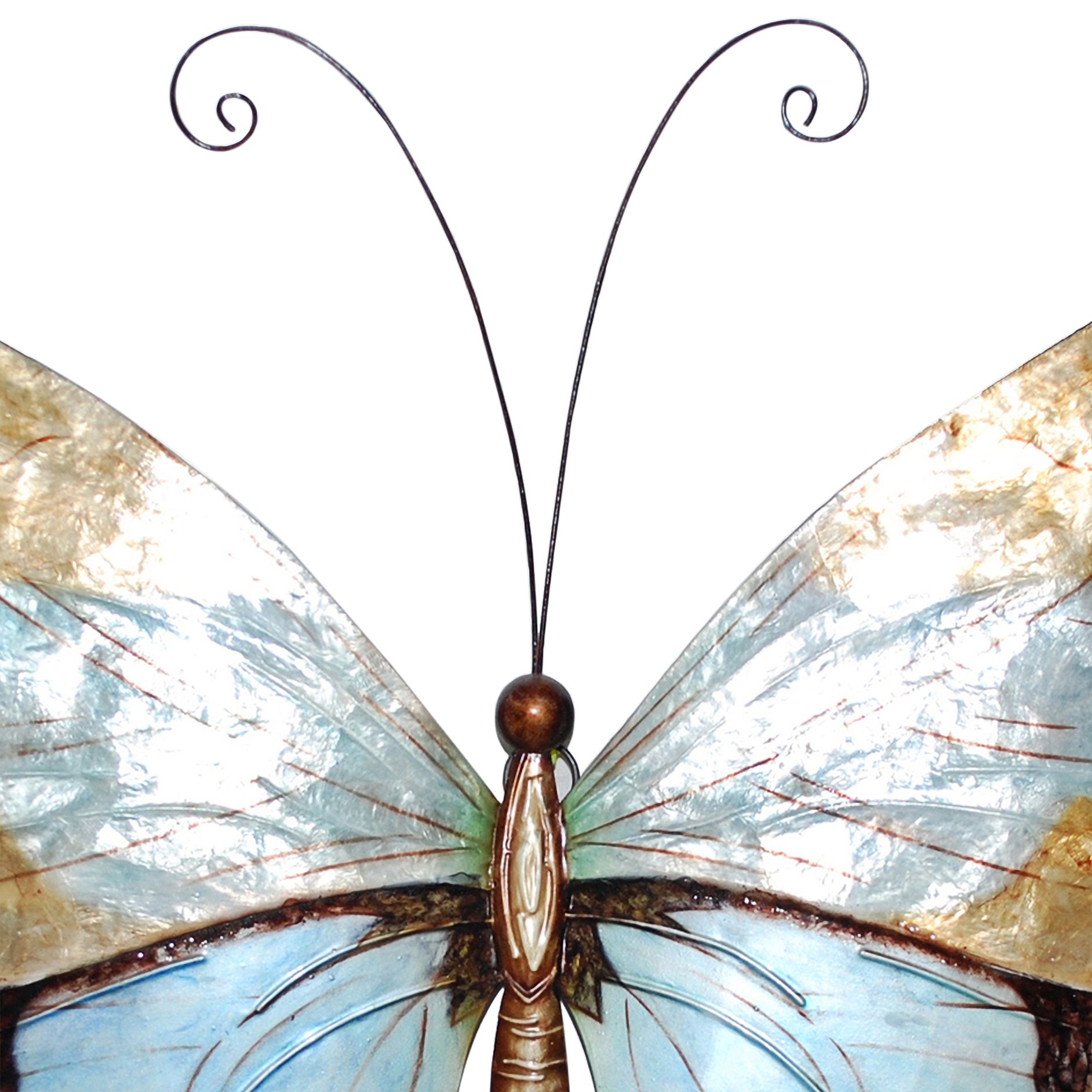 Image 3 Eangee Butterfly 18"W Copper and Aqua Capiz Shell Wall Decor more views
