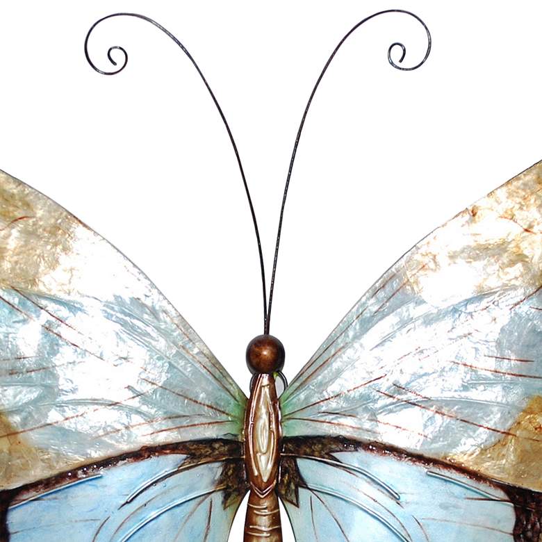 Image 3 Eangee Butterfly 18 inchW Copper and Aqua Capiz Shell Wall Decor more views