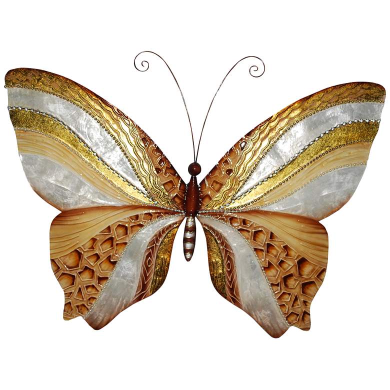 Image 2 Eangee Butterfly 18 inchW Copper Pearl Capiz Shell Wall Decor