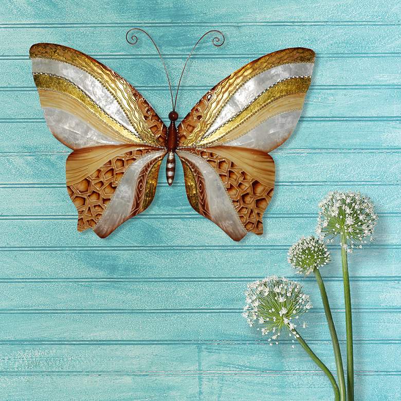 Image 1 Eangee Butterfly 18"W Copper Pearl Capiz Shell Wall Decor