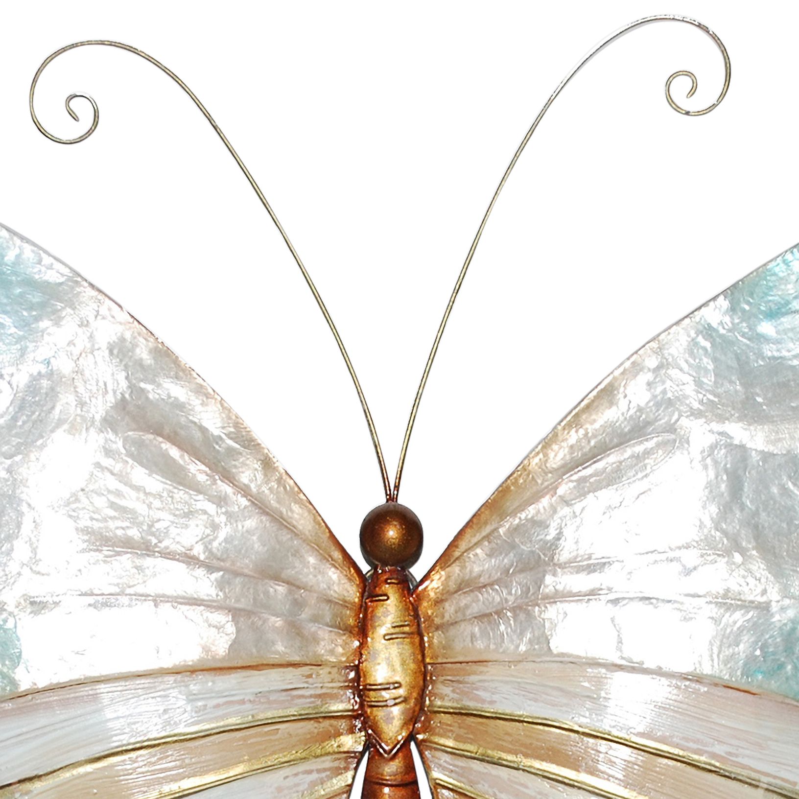 Image 3 Eangee Butterfly 18"W Pearl and Aqua Capiz Shell Wall Decor more views