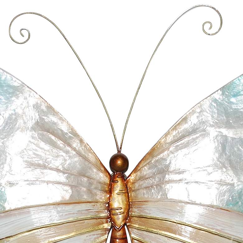 Image 3 Eangee Butterfly 18"W Pearl and Aqua Capiz Shell Wall Decor more views