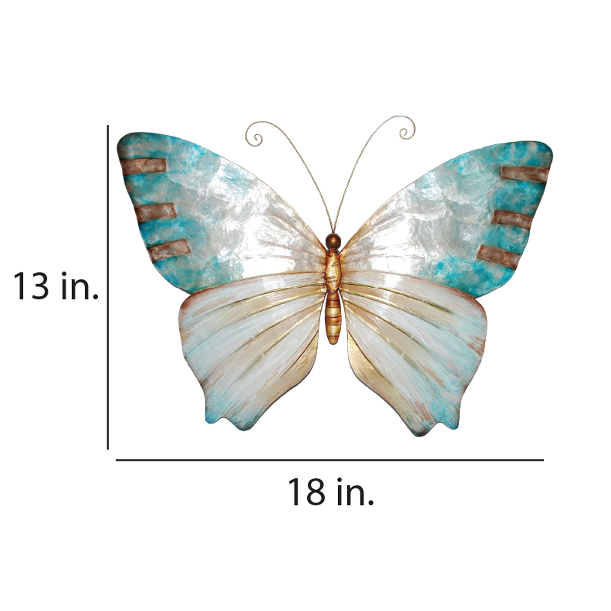 Image 5 Eangee Butterfly 18"W Pearl and Aqua Capiz Shell Wall Decor more views