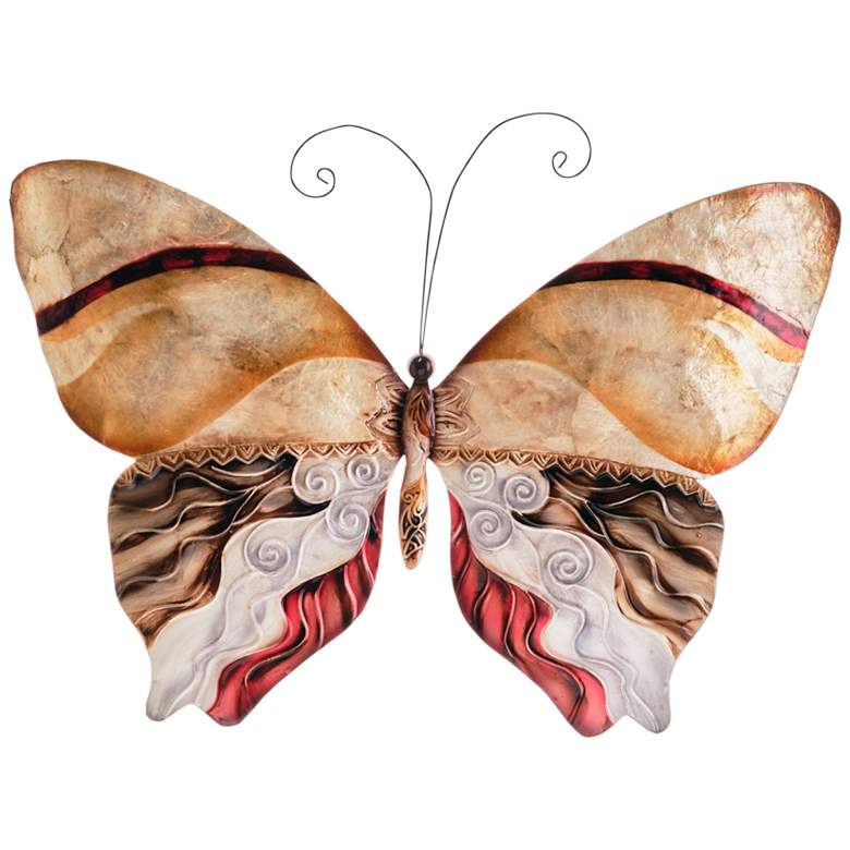Eangee Butterfly 18&quot;W Pearl and Brown Capiz Shell Wall Decor