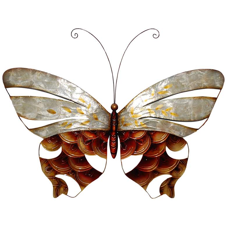 Image 2 Eangee Butterfly 18 inchW Pearl and Copper Scaling Wall Decor