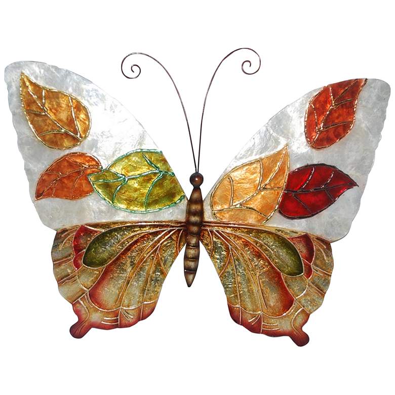 Eangee Butterfly Leaves 18 inch Wide Capiz Shell Wall Decor