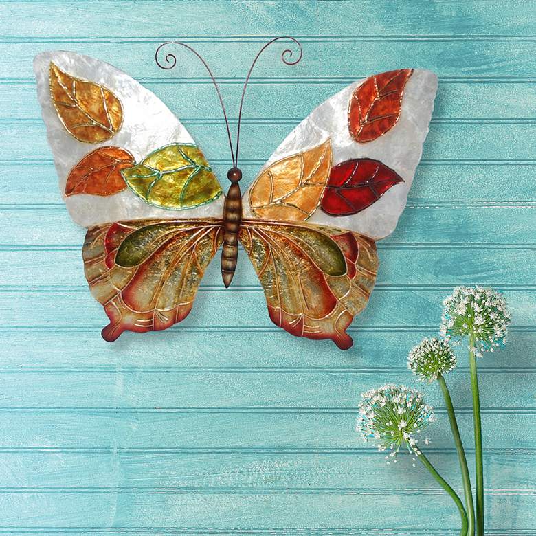 Image 1 Eangee Butterfly Leaves 18 inch Wide Capiz Shell Wall Decor