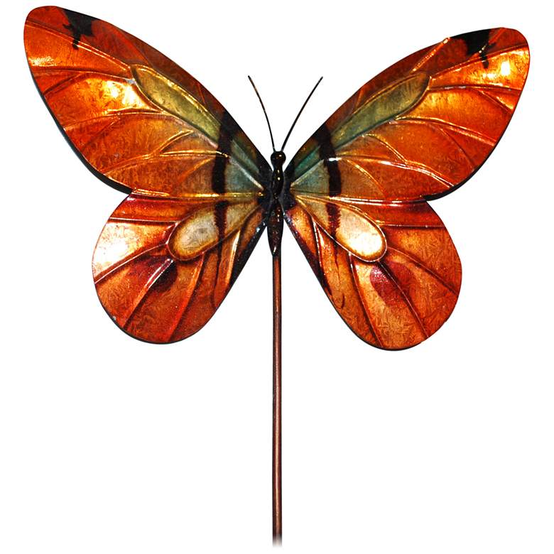 Image 1 Eangee Butterfly Orange 24" High Decorative Garden Stake