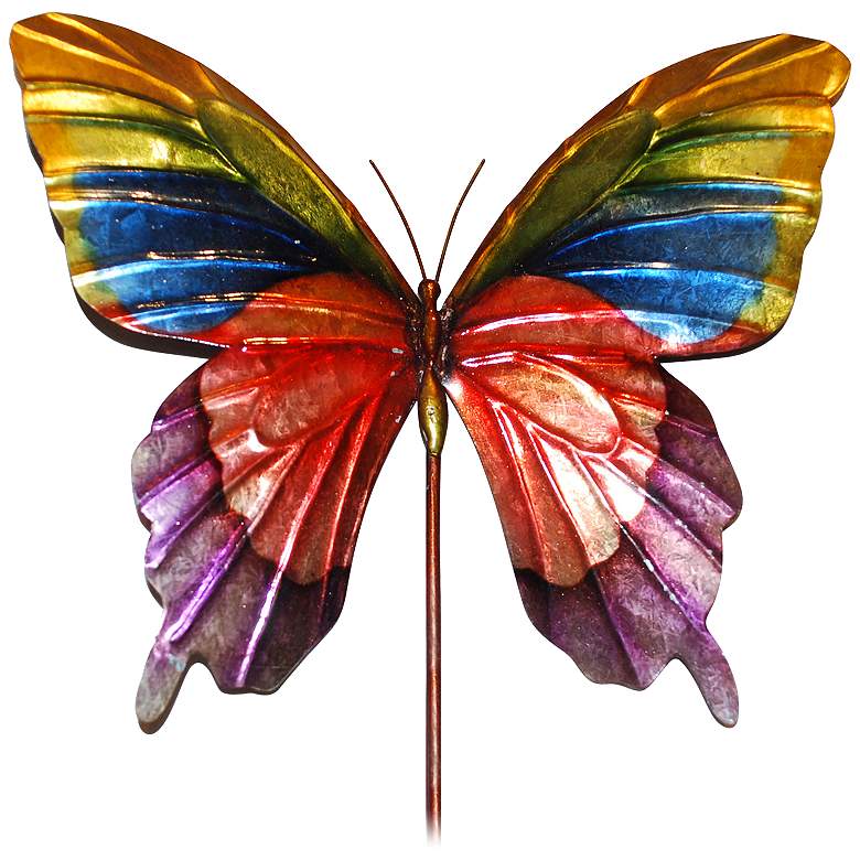 Image 1 Eangee Butterfly Rainbow 24 inch High Decorative Garden Stake
