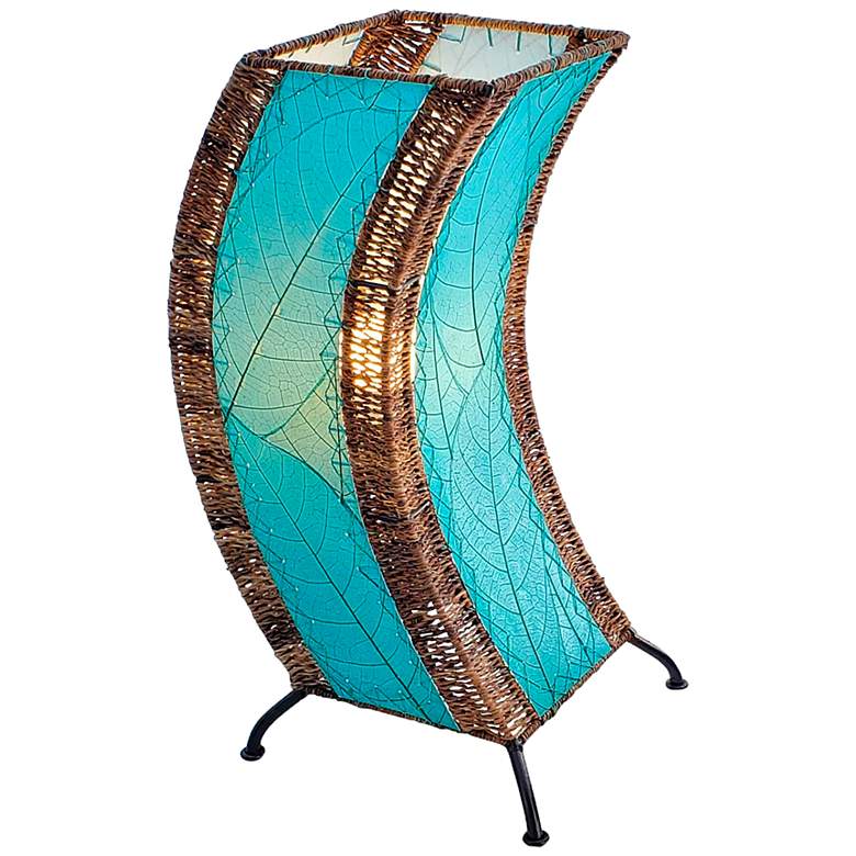 Image 2 Eangee C-Shape 20" High Blue Cocoa Leaves Uplight Table Lamp
