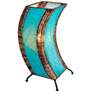 2_Eangee C-Shape 20" High Blue Cocoa Leaves Uplight Table Lamp