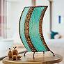 1_Eangee C-Shape 20" High Blue Cocoa Leaves Uplight Table Lamp