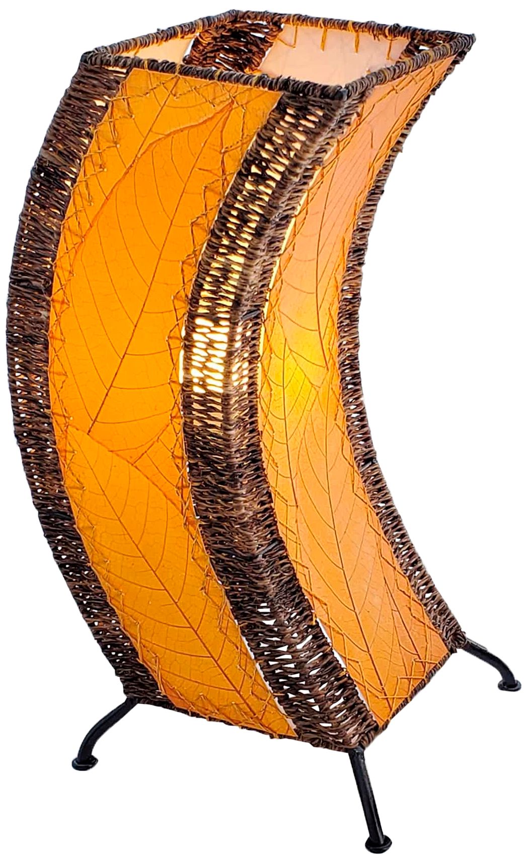 Image 2 Eangee C-Shape Orange Cocoa Leaves Uplight Accent Table Lamp