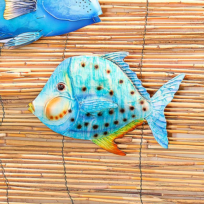 Image 1 Eangee Caribbean Blue Fish 9 inch Wide Capiz Shell Wall Decor