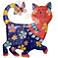 Eangee Cat 13" High Blue and Red Metal Wall Decor