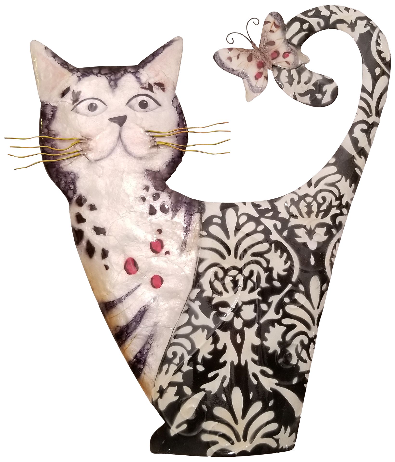 Image 2 Eangee Cat 14" High White and Black Metal Wall Decor
