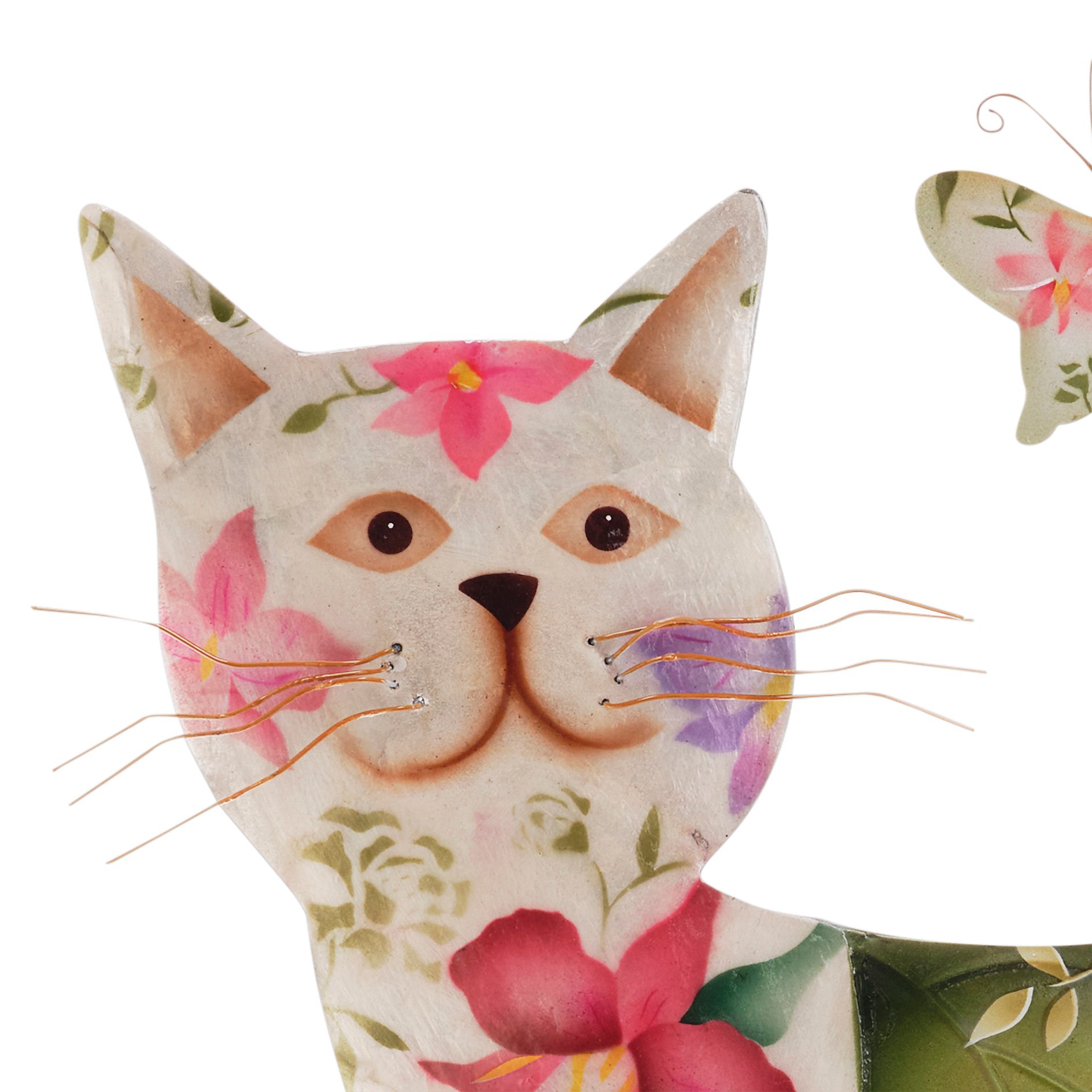 Image 3 Eangee Cat 14" High White and Green Metal Wall Decor more views