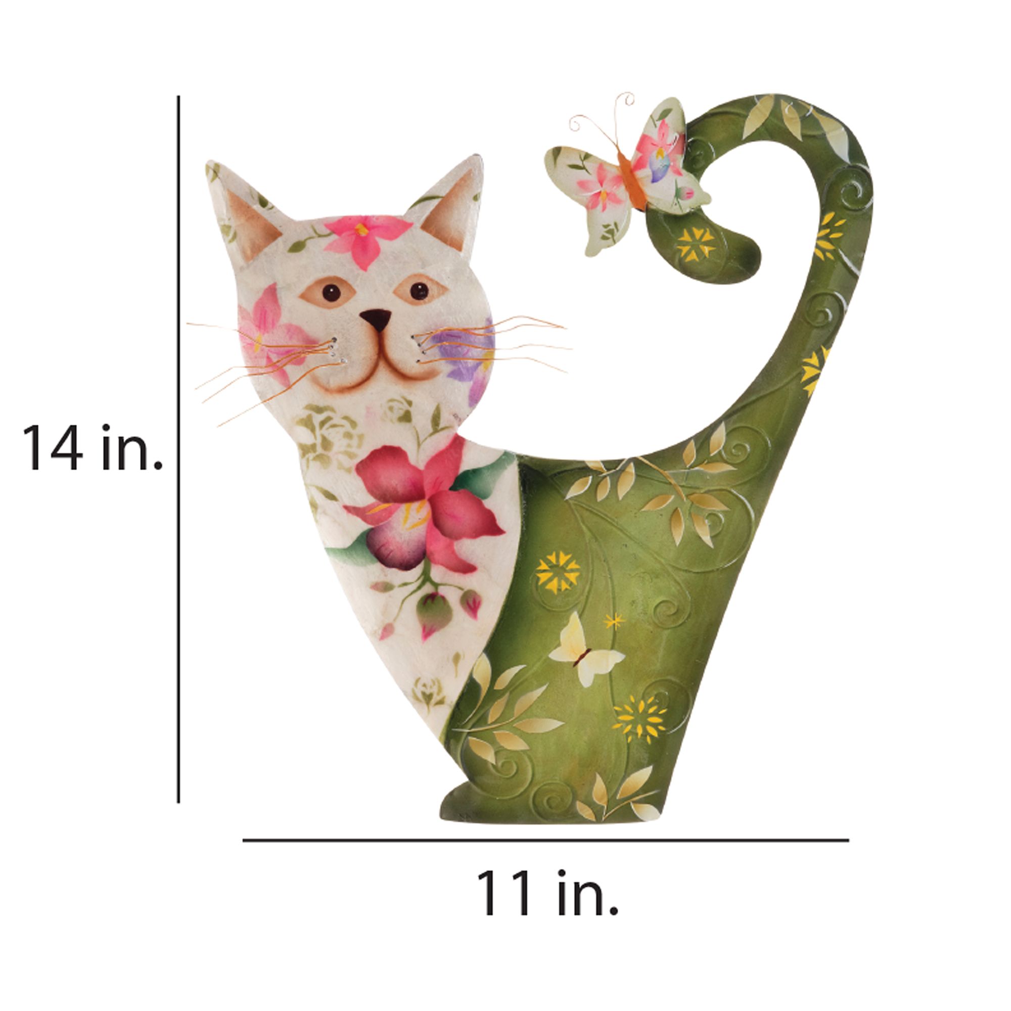 Image 4 Eangee Cat 14" High White and Green Metal Wall Decor more views