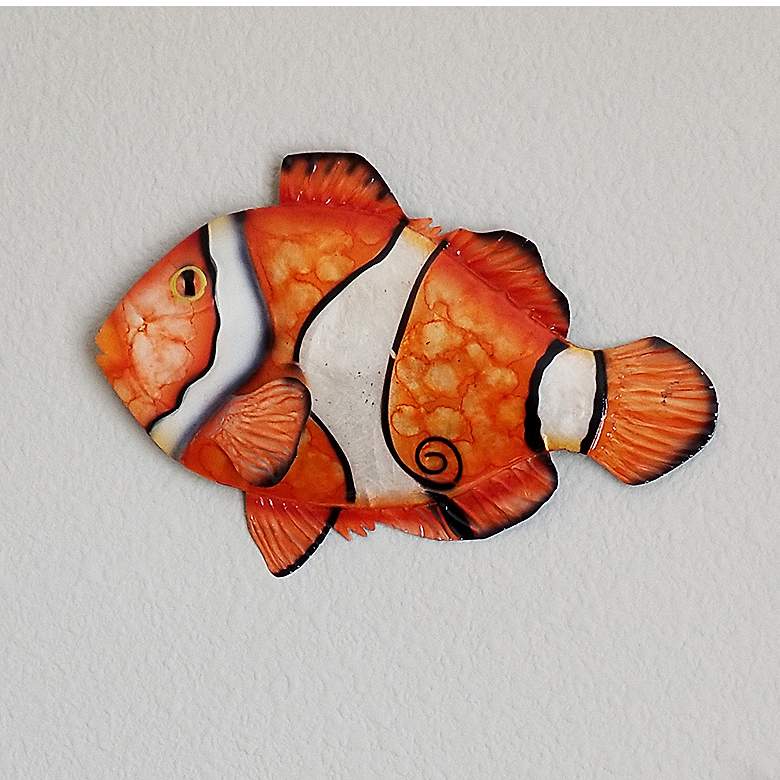 Image 1 Eangee Clown Fish 9 inch Wide Orange Capiz Shell Wall Decor