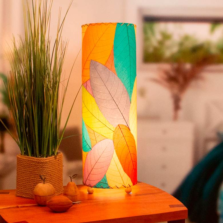Image 1 Eangee Cocoa Leaves Multi-Color Cylinder Table Lamp