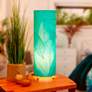 Eangee Cocoa Leaves Sea Blue Cylinder Table Lamp