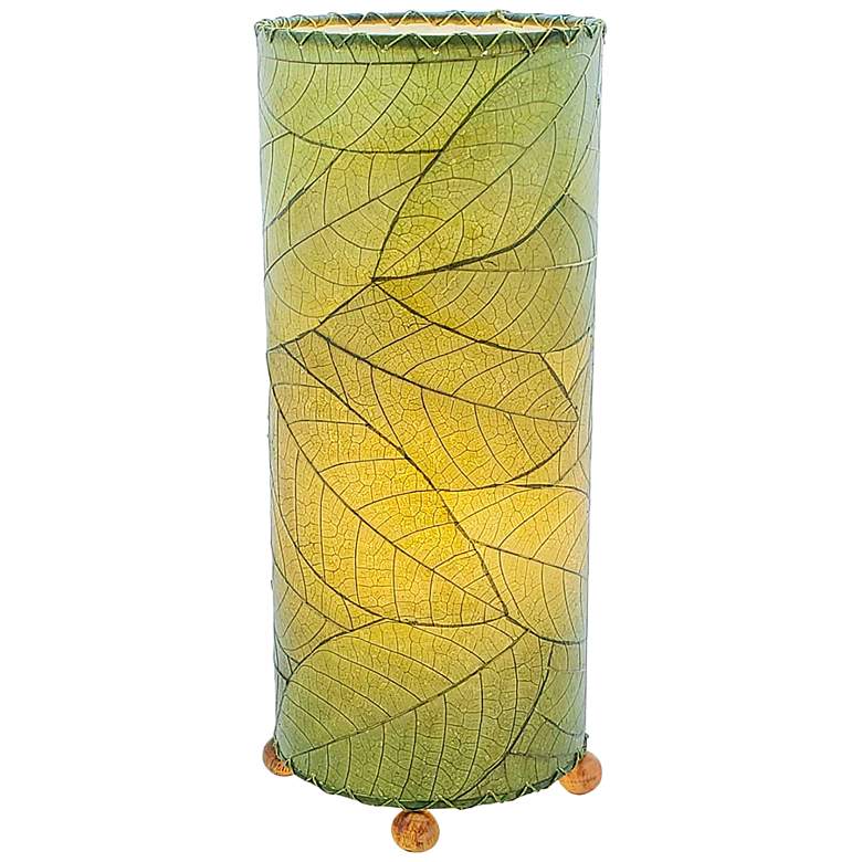 Image 2 Eangee Cylinder 16 1/2" High Green Cocoa Leaf Accent Table Lamp