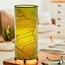 1_Eangee Cylinder 16 1/2" High Green Cocoa Leaf Accent Table Lamp