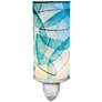 2_Eangee Cylinder 7"H Sea Blue Banyan Leaf Plug-In Night Light