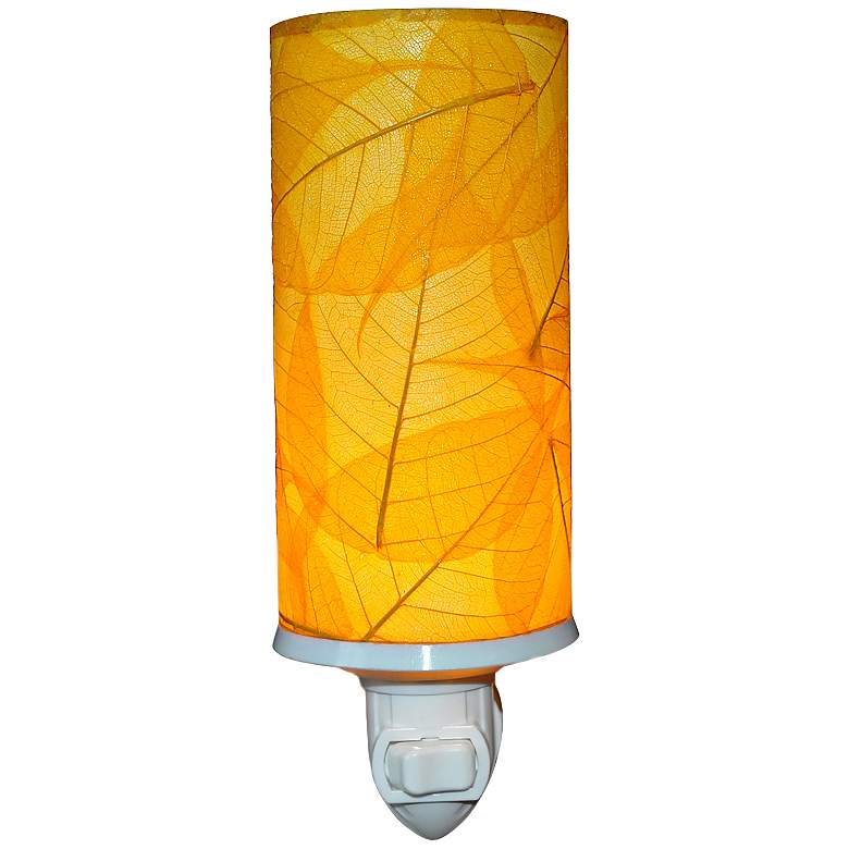 Image 1 Eangee Cylinder 7 inchH Yellow Banyan Leaf Plug-In Night Light