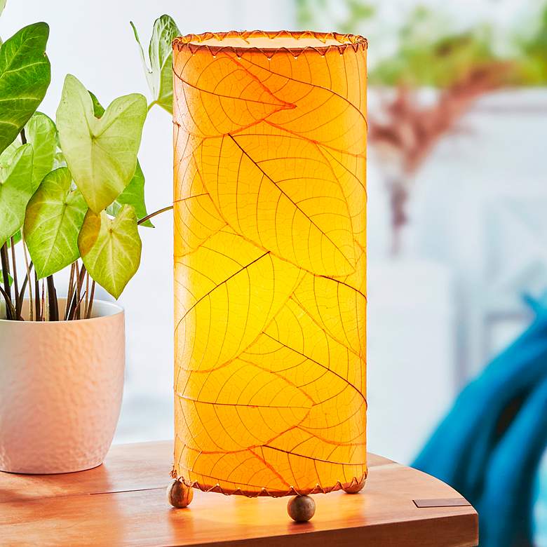 Image 1 Eangee Cylinder Orange Cocoa Leaves Uplight Table Lamp