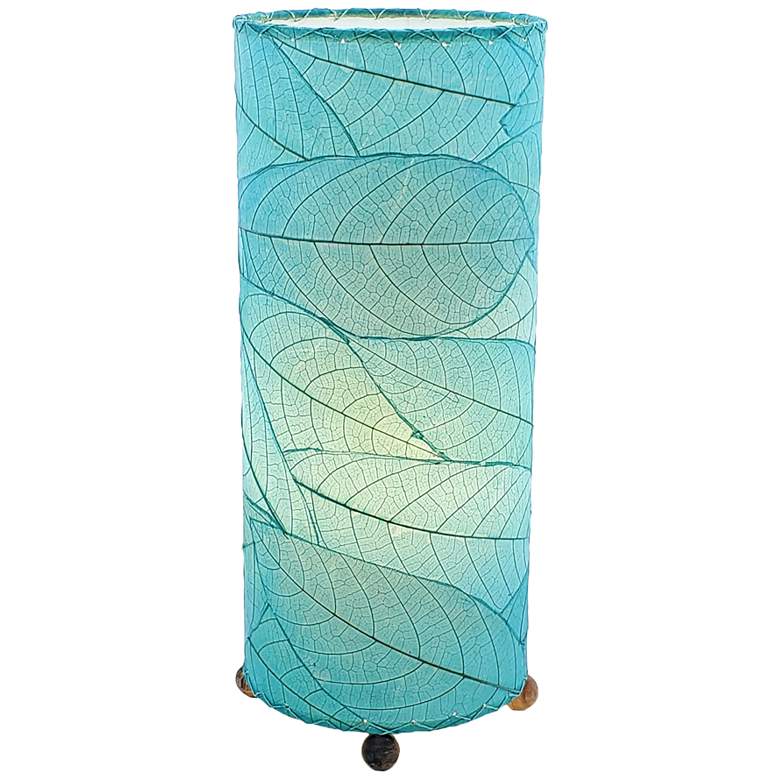 Image 1 Eangee Cylinder Sea Blue Cocoa Leaves Uplight Table Lamp