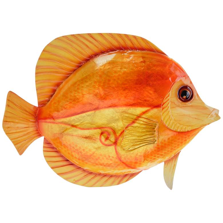 Image 2 Eangee Discus Fish 8" Wide Orange Capiz Shell Wall Decor