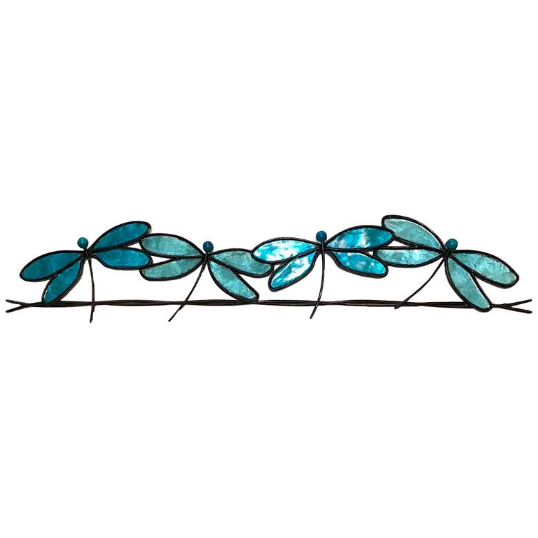 Image 1 Eangee Dragonflies On A Wire 28 inch Wide Blue Metal Wall Decor