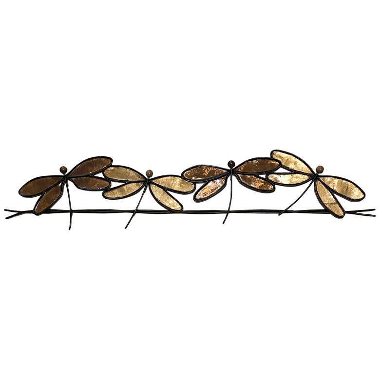 Image 2 Eangee Dragonflies On A Wire 28 inch Wide Brown Metal Wall Decor