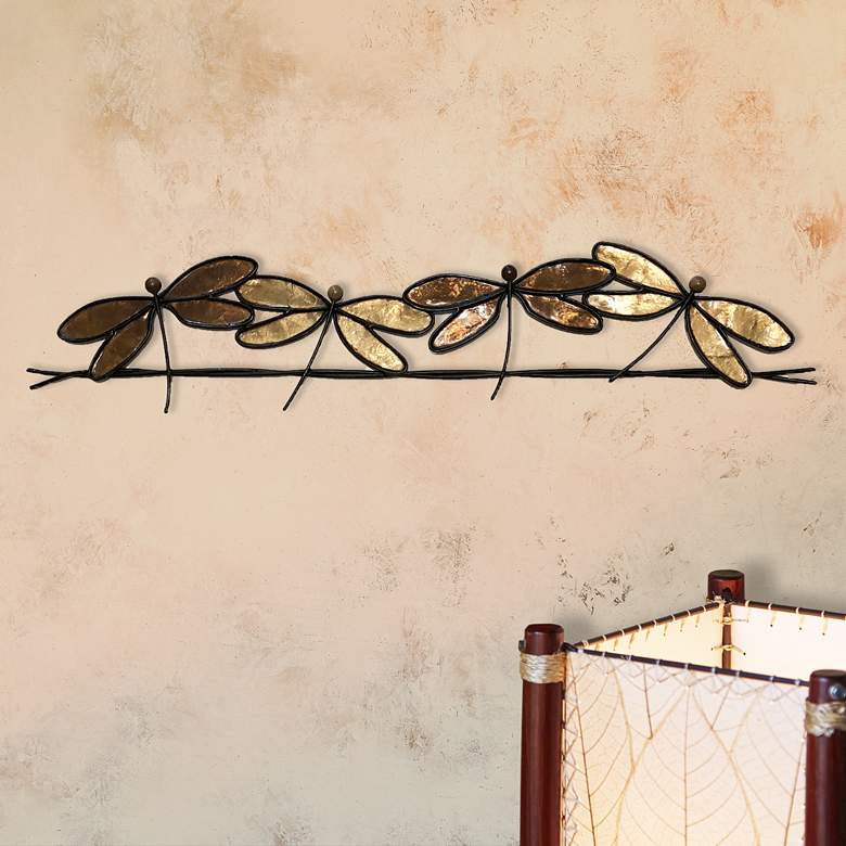 Image 1 Eangee Dragonflies On A Wire 28 inch Wide Brown Metal Wall Decor