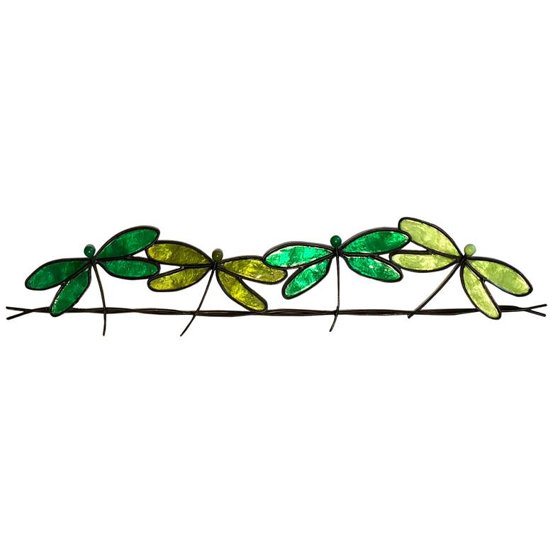 Eangee Dragonflies On A Wire 28 inch Wide Green Metal Wall Decor